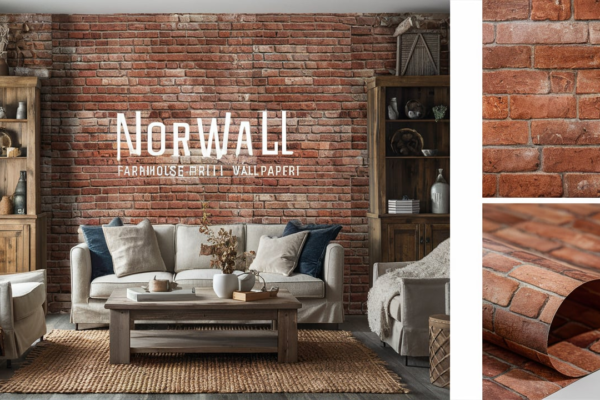 Norwall Farmhouse Brick Vinyl Roll Wallpaper Home Depot