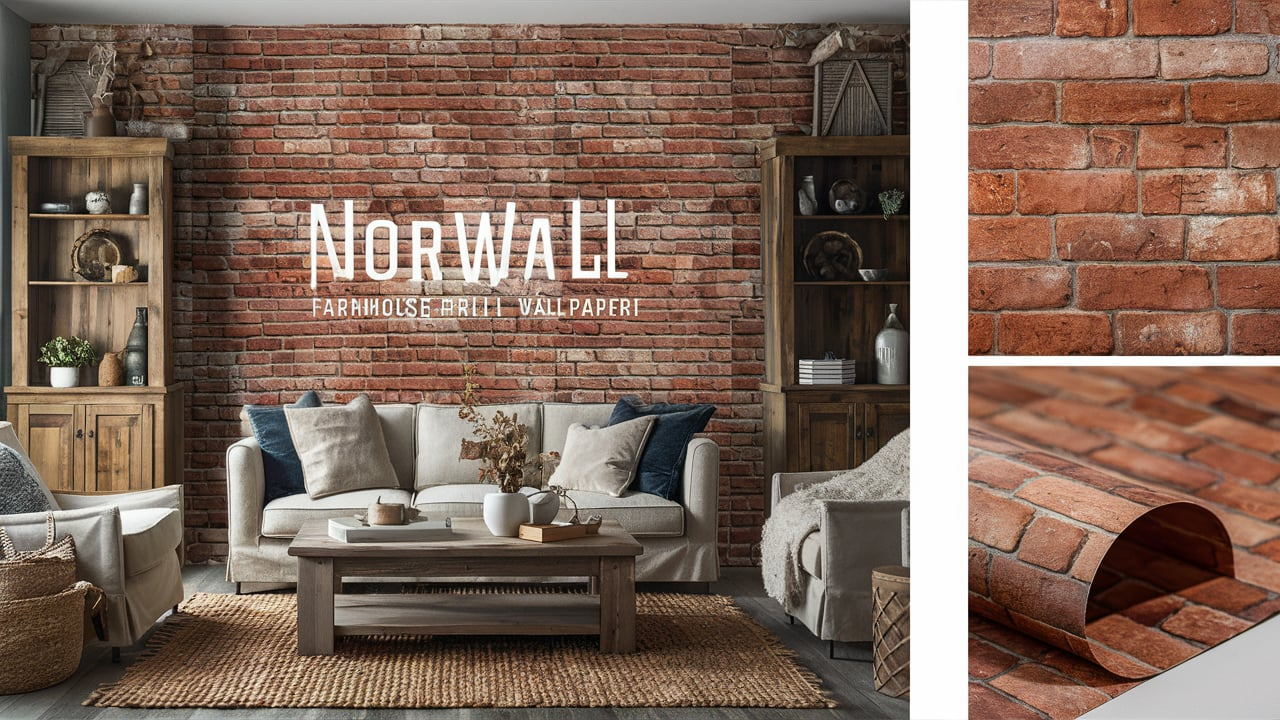 Norwall Farmhouse Brick Vinyl Roll Wallpaper Home Depot