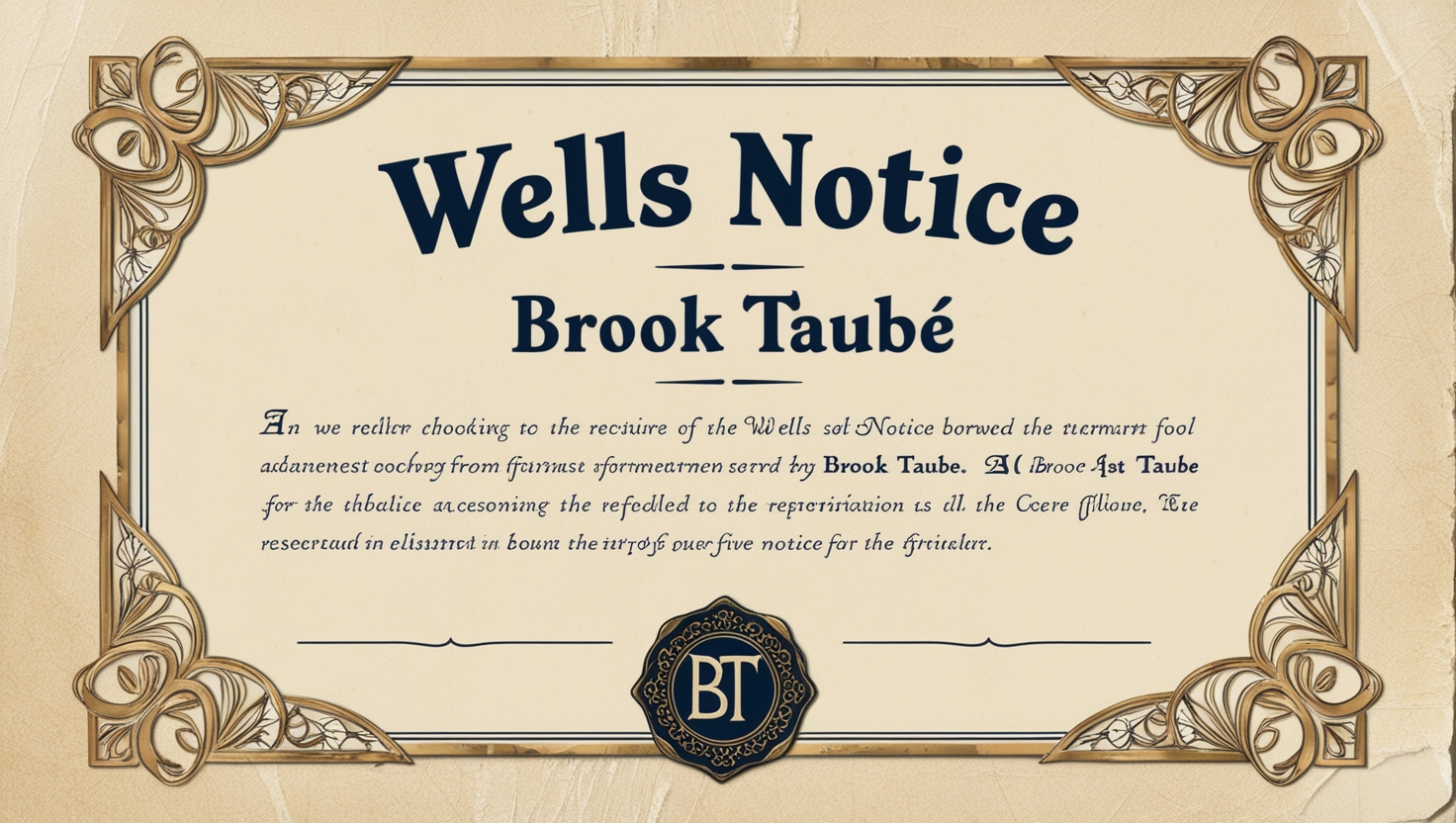 Brook Taube Wells Notice